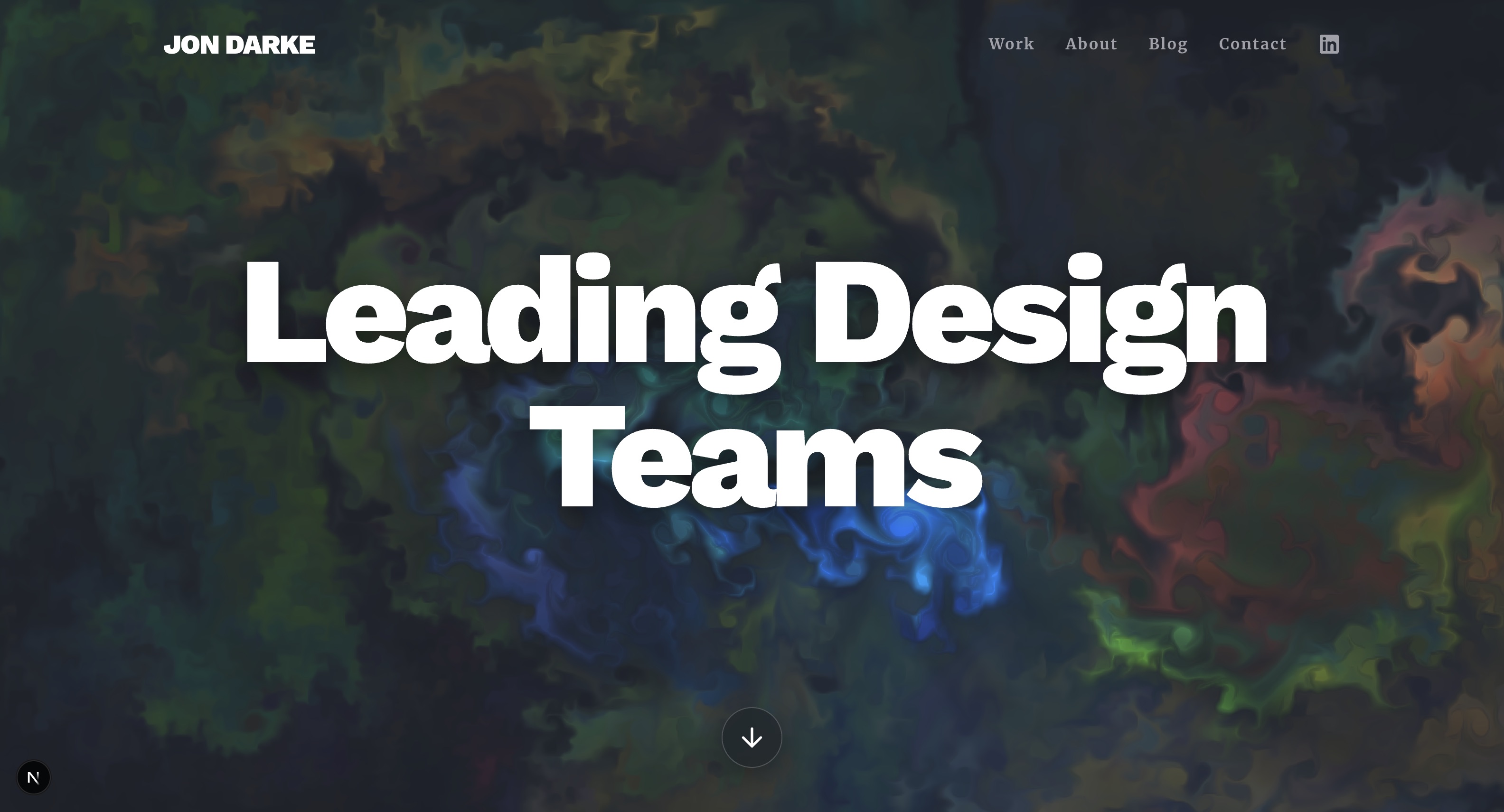 Portfolio site WebGL fluid simulation hero